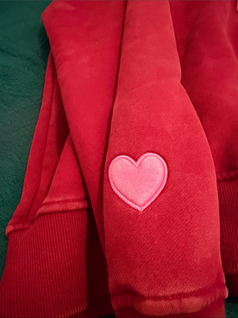 Thick Heavyweight Red Washed Heart Hoodie - Picture 2 of 4